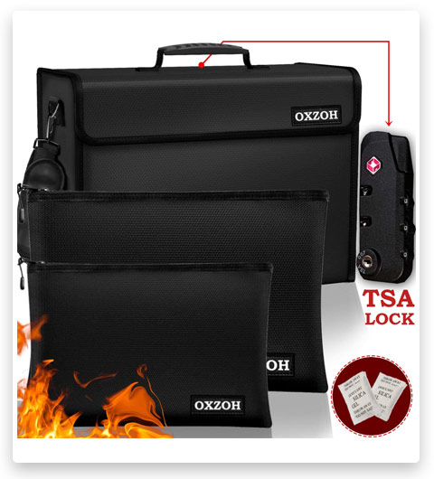 OXZOH Fireproof Document Bag with Lock (TSA Approved)