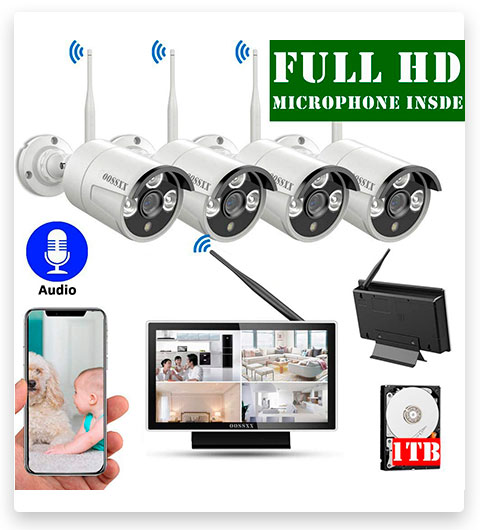 OOSSXX 8 Channel Outdoor Wireless Security Camera System