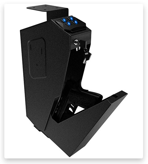 RPNB Desk-Mounted Firearm Safety Device with Biometric Fingerprint or Key Lock