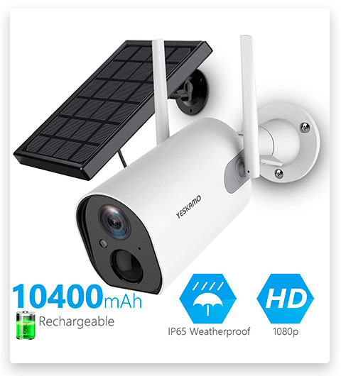 YESKAMO Wireless Outdoor Rechargeable Battery Security Camera with Solar Power