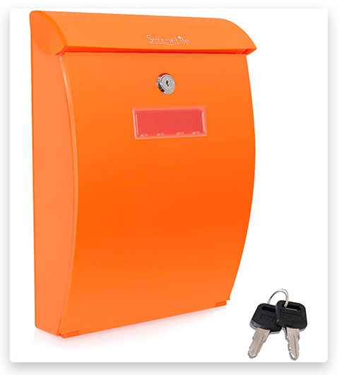 SereneLife Modern Wall Mount Locking Mailbox