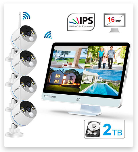 YESKAMO All-in-one Security Camera System with 16inch Monitor