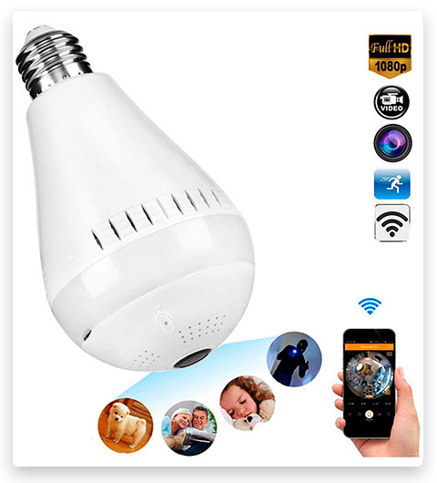 THCABP Wireless 1080P Bulb Camera with 360 Degree Panoramic Led