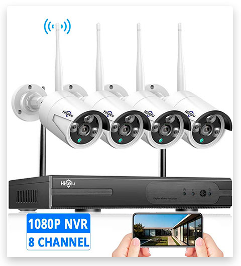Hiseeu Security Camera System Wireless 8CH NVR + 4Pcs 1080P Cameras