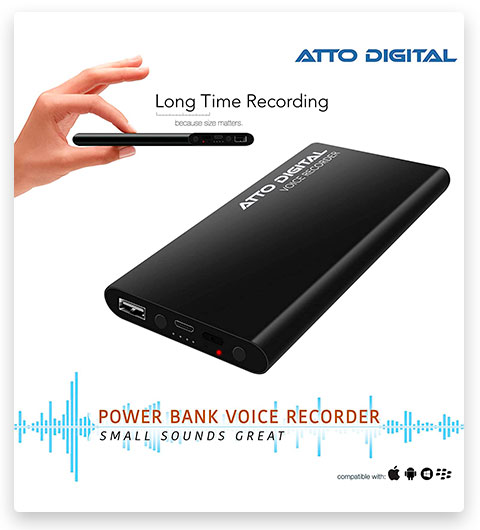 AttoDigital Voice Activated Recorder with High Capacity Battery