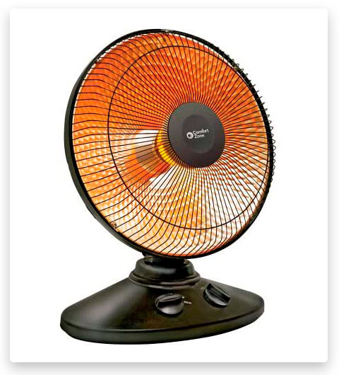 Comfort Zone CZ998 Electric Oscillating Radiant Dish Heater with Adjustable Tilt