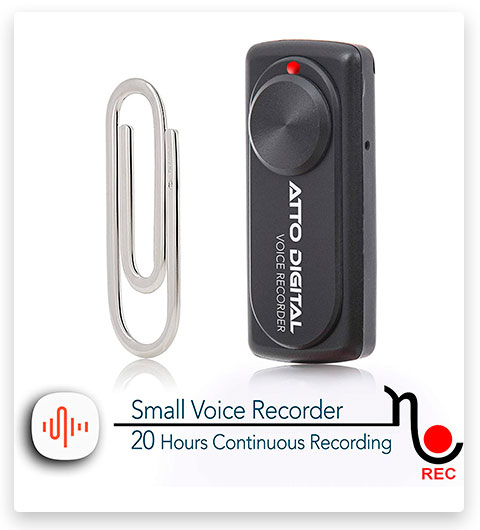 AttoDigital Small Voice Recorder with 20 Hours Battery Life