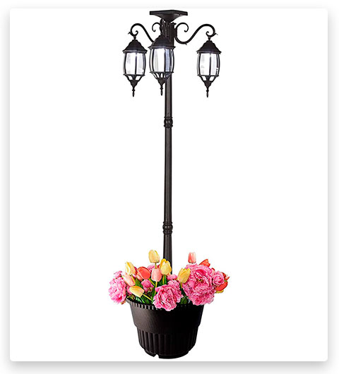 PierSurplus Solar Lamp Post Light with Planter