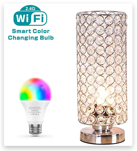 ZEEFO Crystal Table Lamp with WiFi Smart LED Bulb