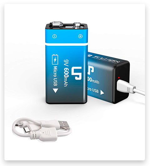 LP 600mAh Li-ion 9 Volt USB Battery with Micro USB Charging Port