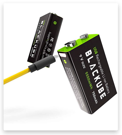 Blackube 9 Volt 750mAh Lithium Rechargeable Battery