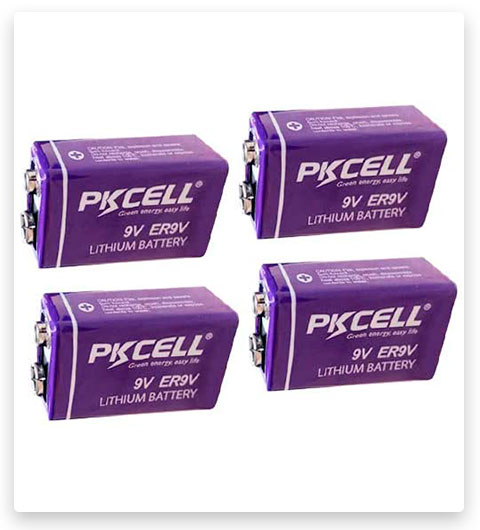 PKCELL 9V Battery 1200mAH Lithium ER9V Batteries for Smoke Detectors