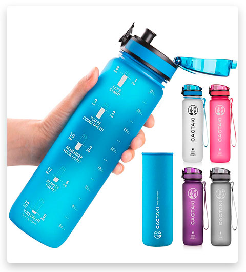 Cactaki 32oz Water Bottle with Time Marker