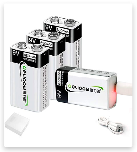 Delipow 9V Lithium USB Rechargeable Battery