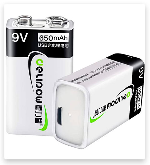 Delipow 9V USB High Capacity Rechargeable Batteries