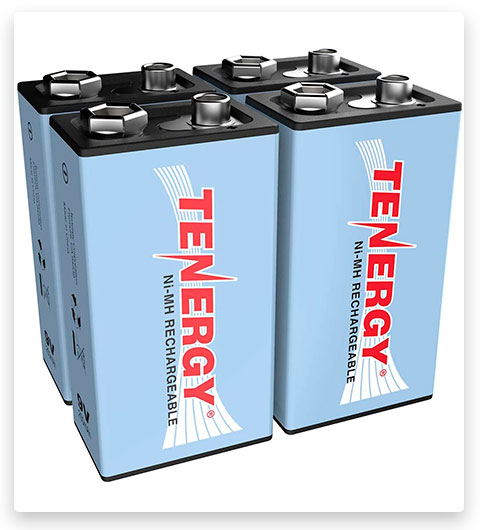 Tenergy 9V NiMH Battery High Capacity 250mAh Rechargeable 9 Volt Batteries