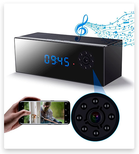 VIC-ZONE Hidden Camera Clock in Bluetooth Speaker with Night Vision