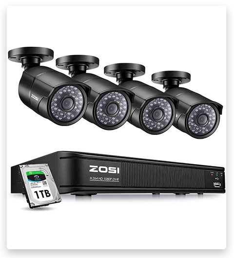 ZOSI 1080p PoE Home Security Camera System with 8 Channel NVR Recorder