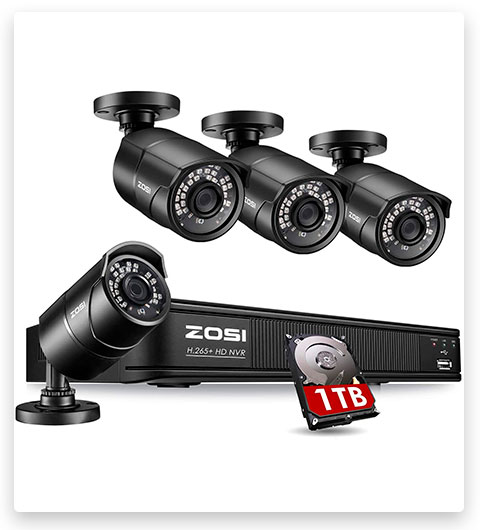 ZOSI 1080p H.265+ PoE Home Security Camera System