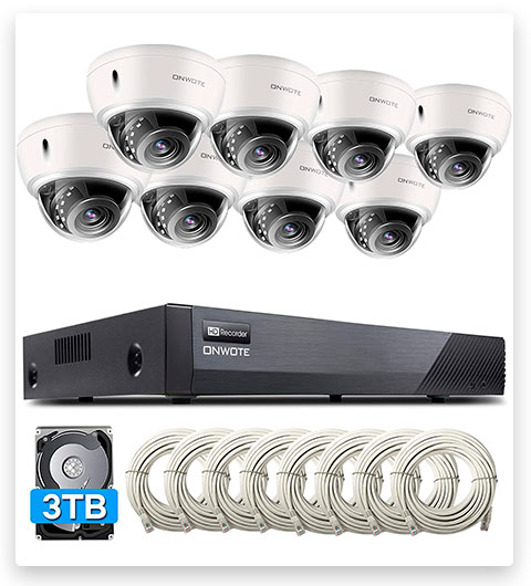 ONWOTE 5MP Dome PoE Security Camera System with 3TB HDD