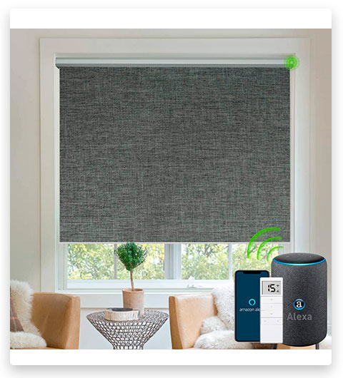 Yoolax Motorized Blinds Blackout Fabric Automatic Cordless Shades with Remote Control