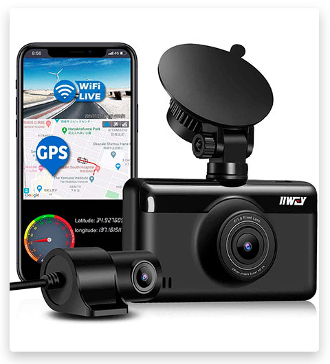 Iiwey Dual Dash Cam with Built-in WiFi GPS