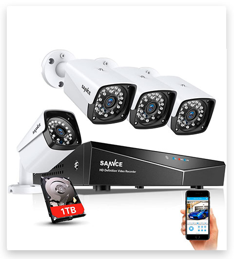 SANNCE 1080P POE Security Camera System with 1TB Hard Drive